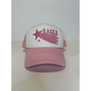 Racks World Trucker Hat Pink Shooting Star White Embroidered One Size Used